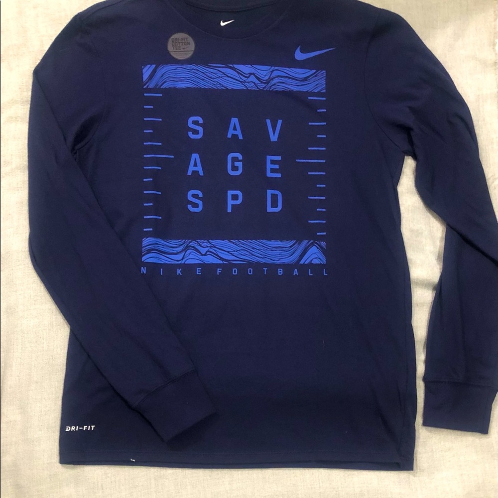 NWOT Nike Long-sleeve Dri-Fit Cotton Tee in dark blue